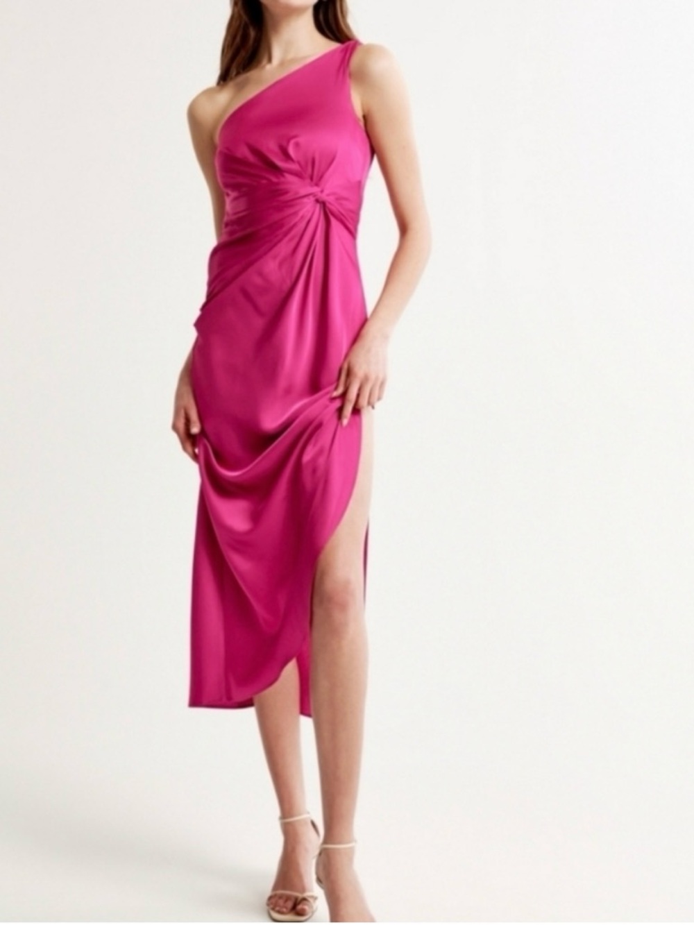 Abercrombie & Fitch One-Shoulder Knot-Detail Pink Dress